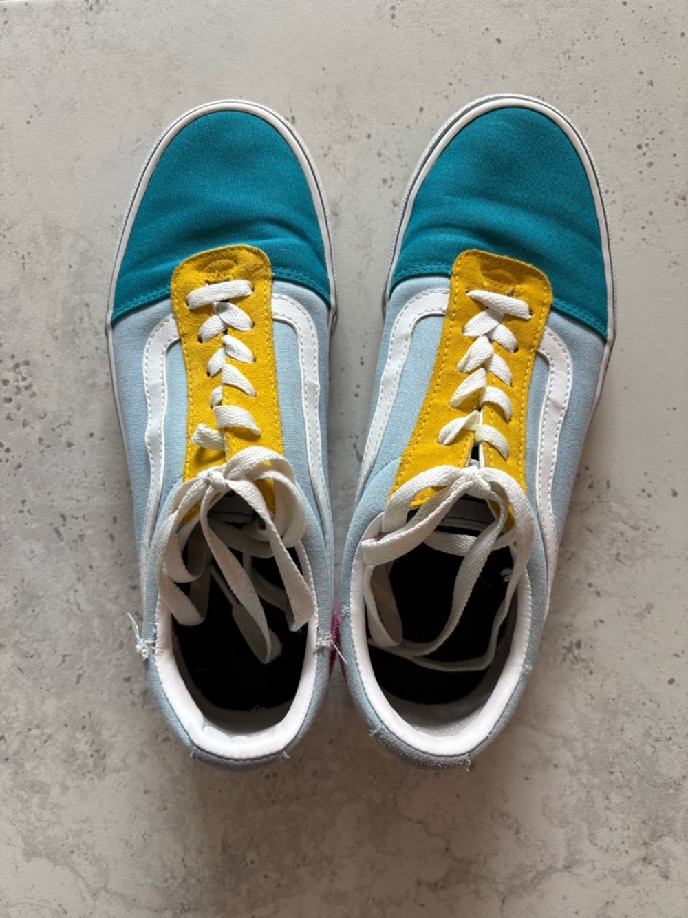 Vans Teal, Light Blue & Yellow Canvas Low-Top Sneakers